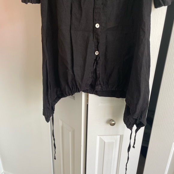 bryn Walker Black Button-Down linen Women's Shirt - Picture 2 of 3